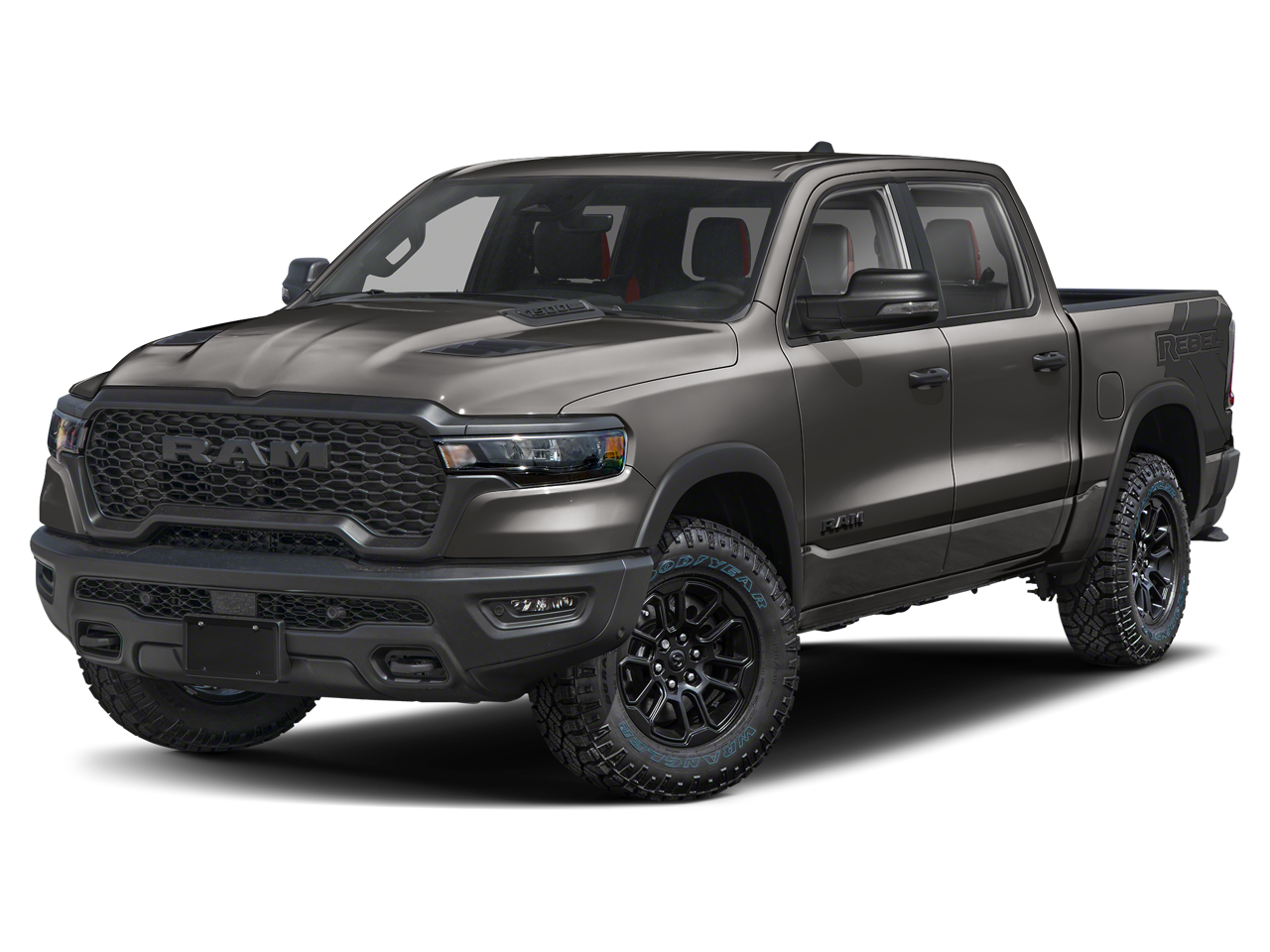 2026 RAM 1500 Rebel in Granite Crystal Metallic Clearcoat — front three-quarter view