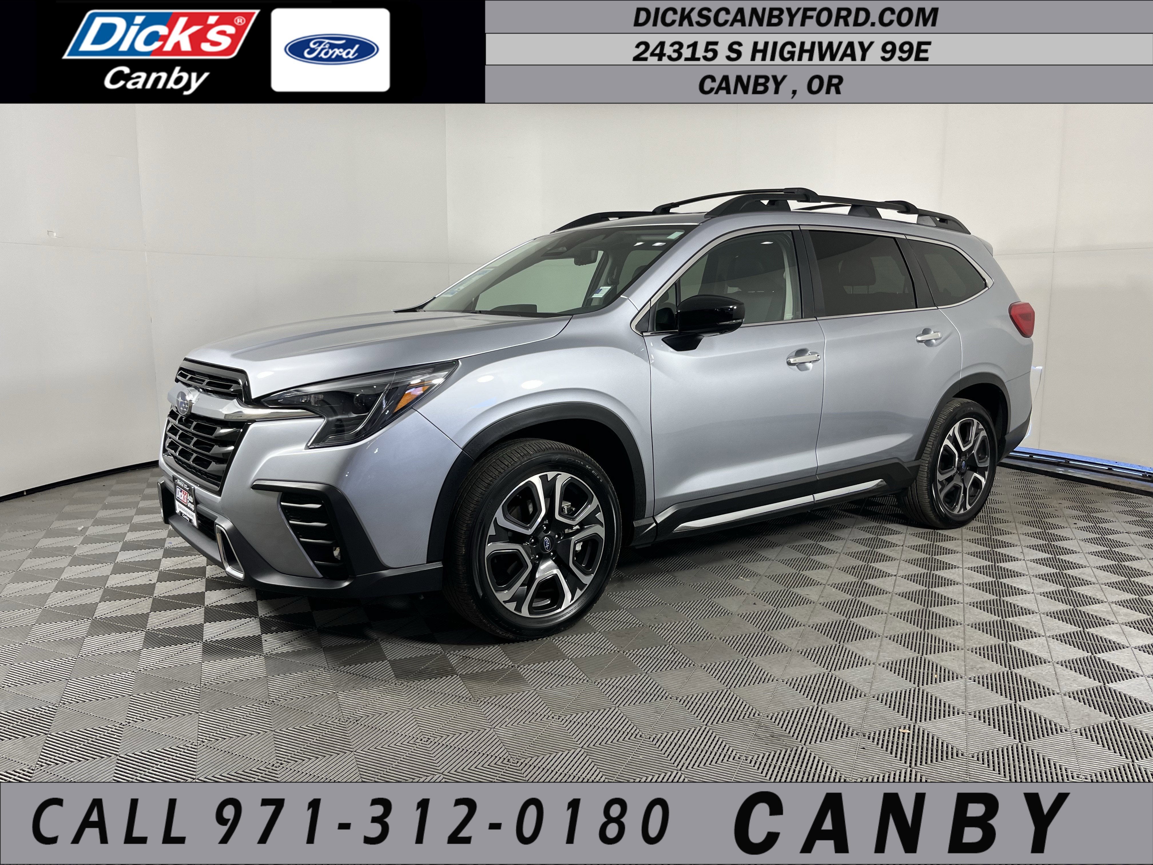 2025 Subaru Ascent Touring in Ice Silver Metallic — front three-quarter view