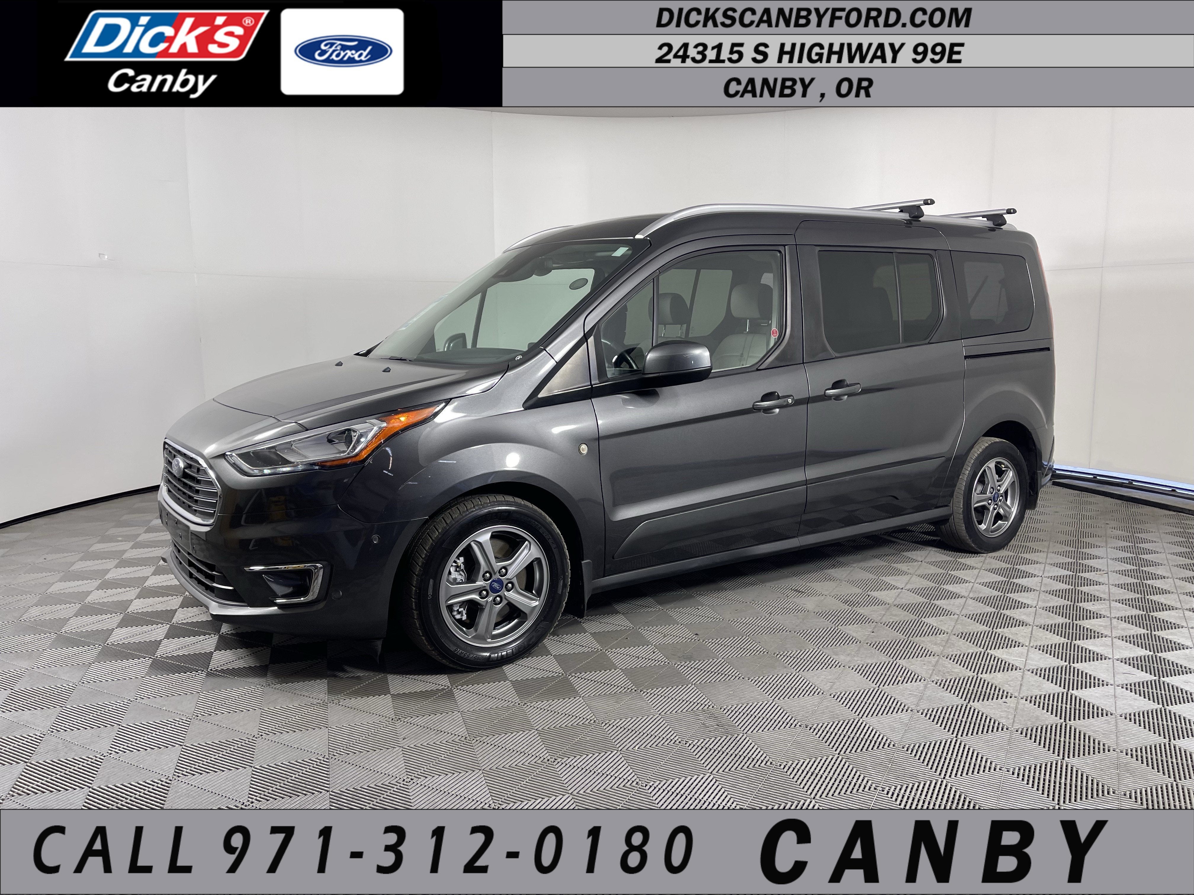2019 Ford Transit Connect Wagon Titanium in Gray — front three-quarter view