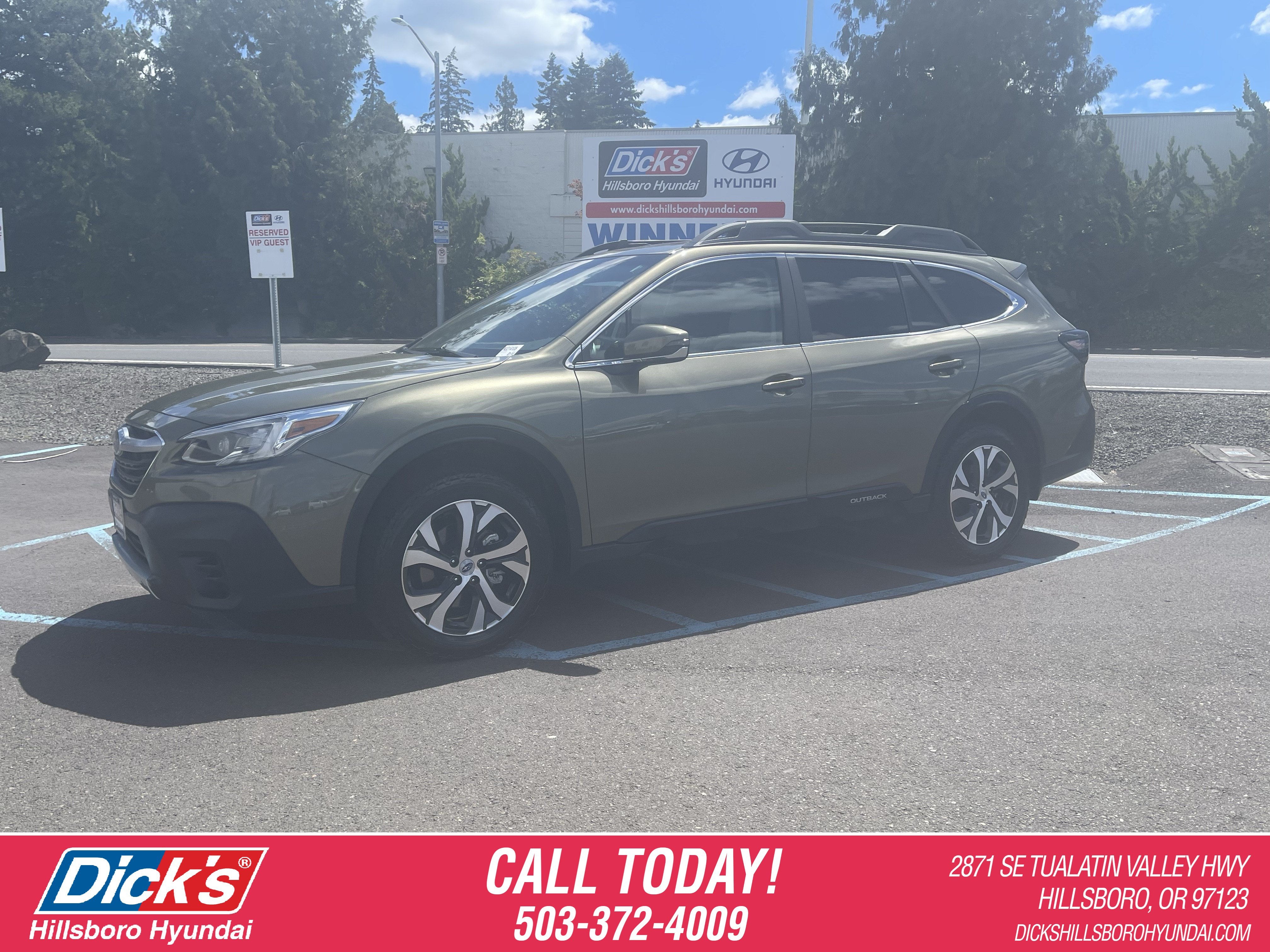 2022 Subaru Outback Limited in Autumn Green Metallic — front three-quarter view