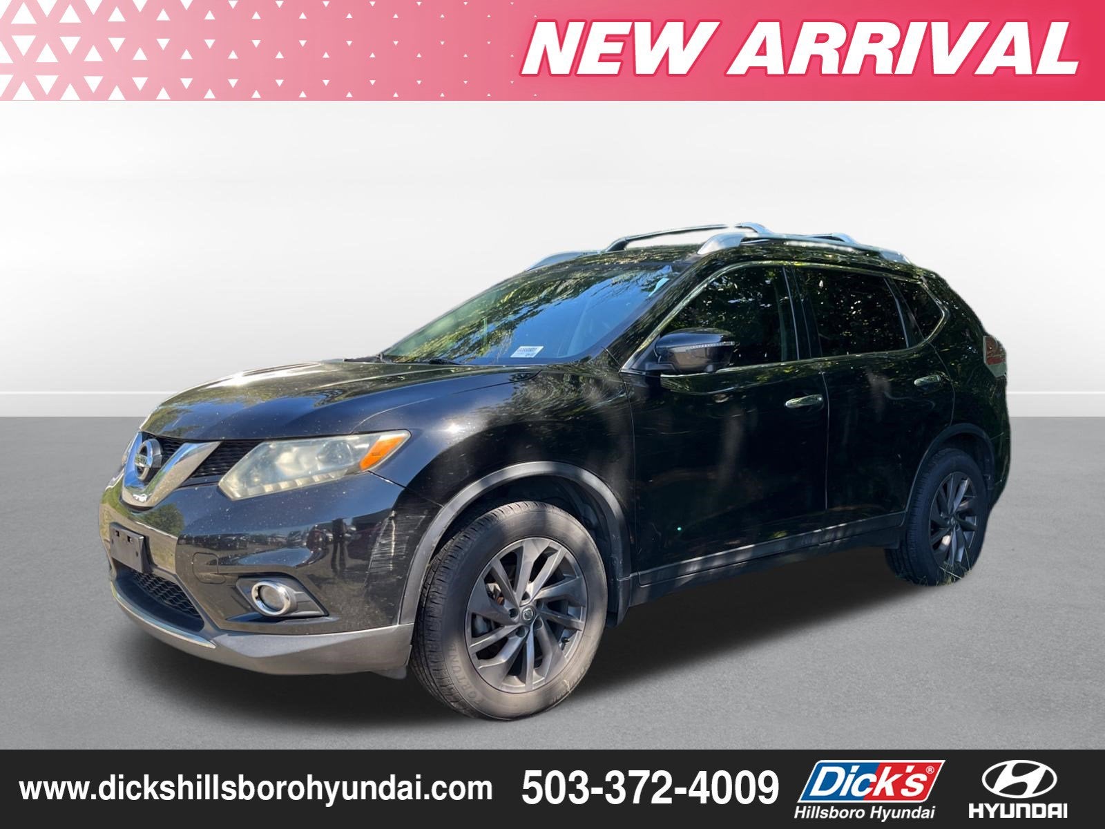2016 Nissan Rogue SL in Magnetic Black — front three-quarter view