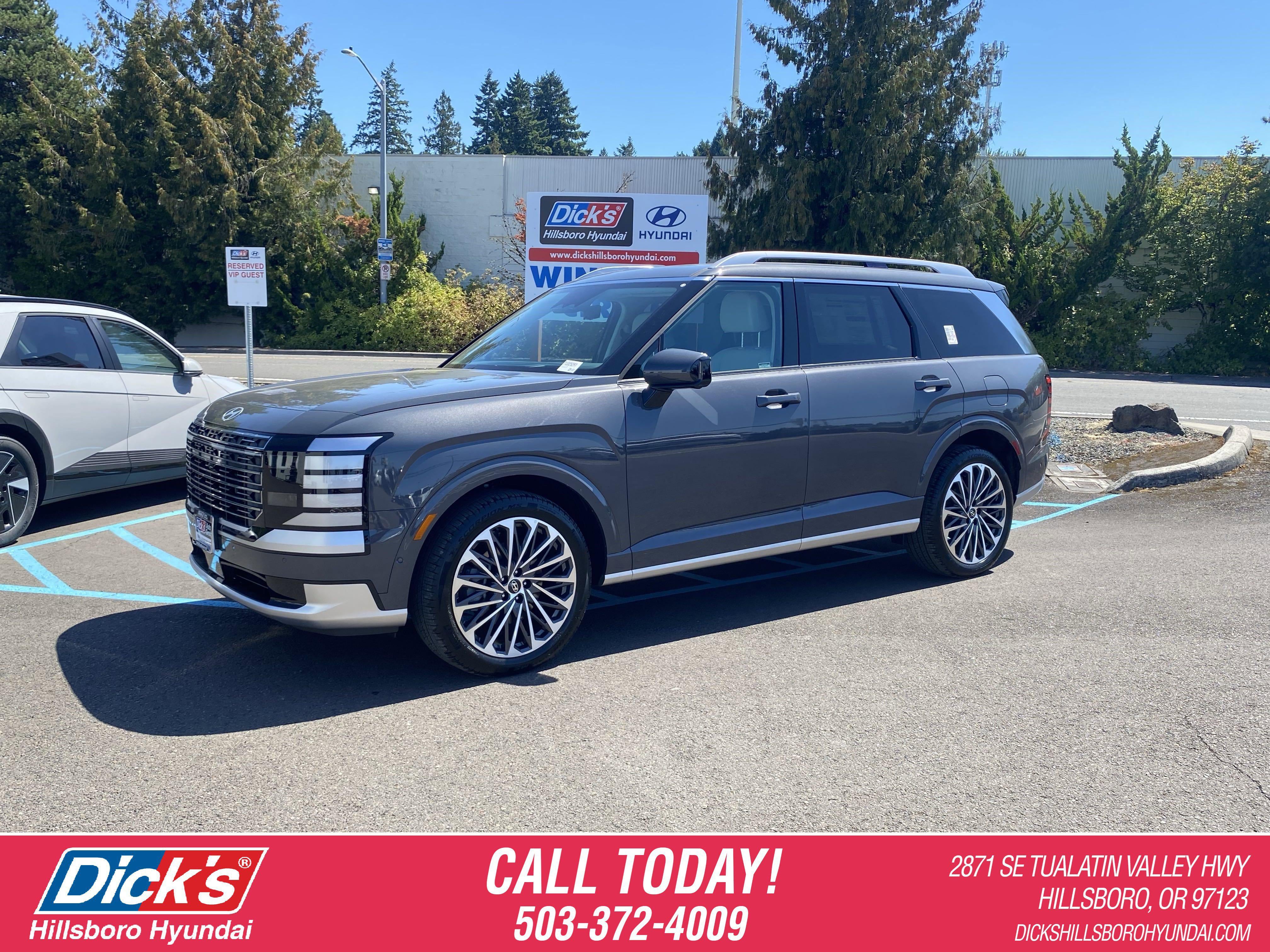2026 Hyundai PALISADE Calligraphy AWD in Ecotronic Gray Pearl — front three-quarter view