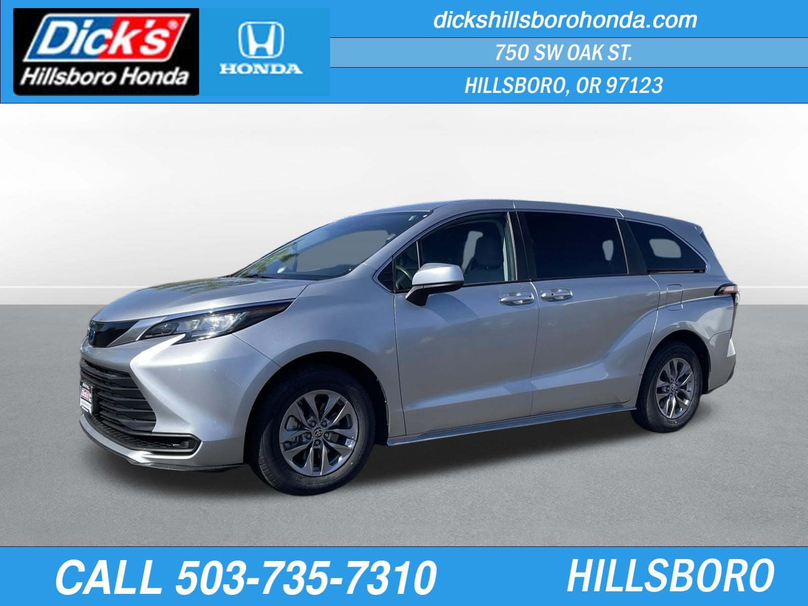 2022 Toyota Sienna LE in Celestial Silver Metallic — front three-quarter view