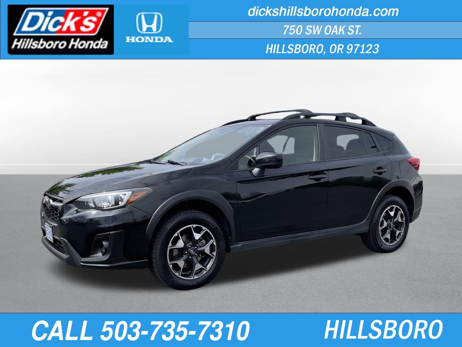 2019 Subaru Crosstrek Premium in Crystal Black Silica — front three-quarter view