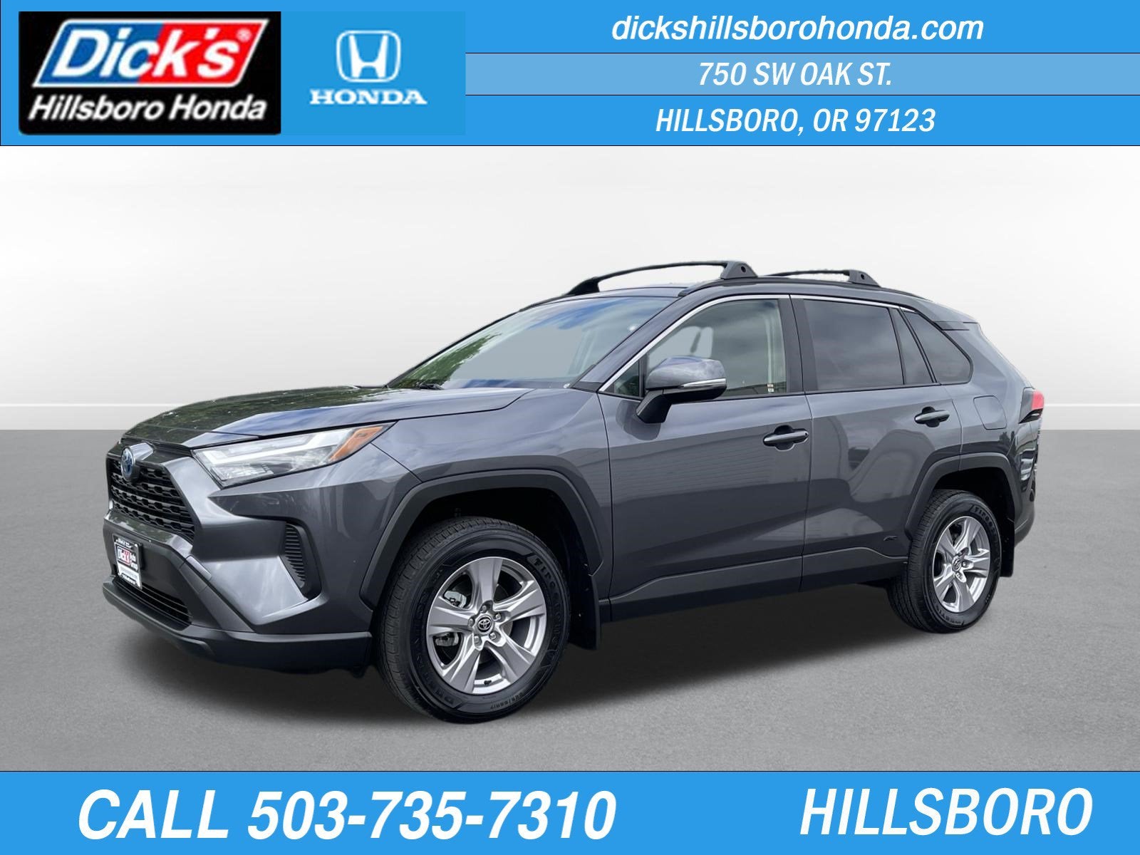 2024 Toyota RAV4 Hybrid XLE in Magnetic Gray Metallic — front three-quarter view