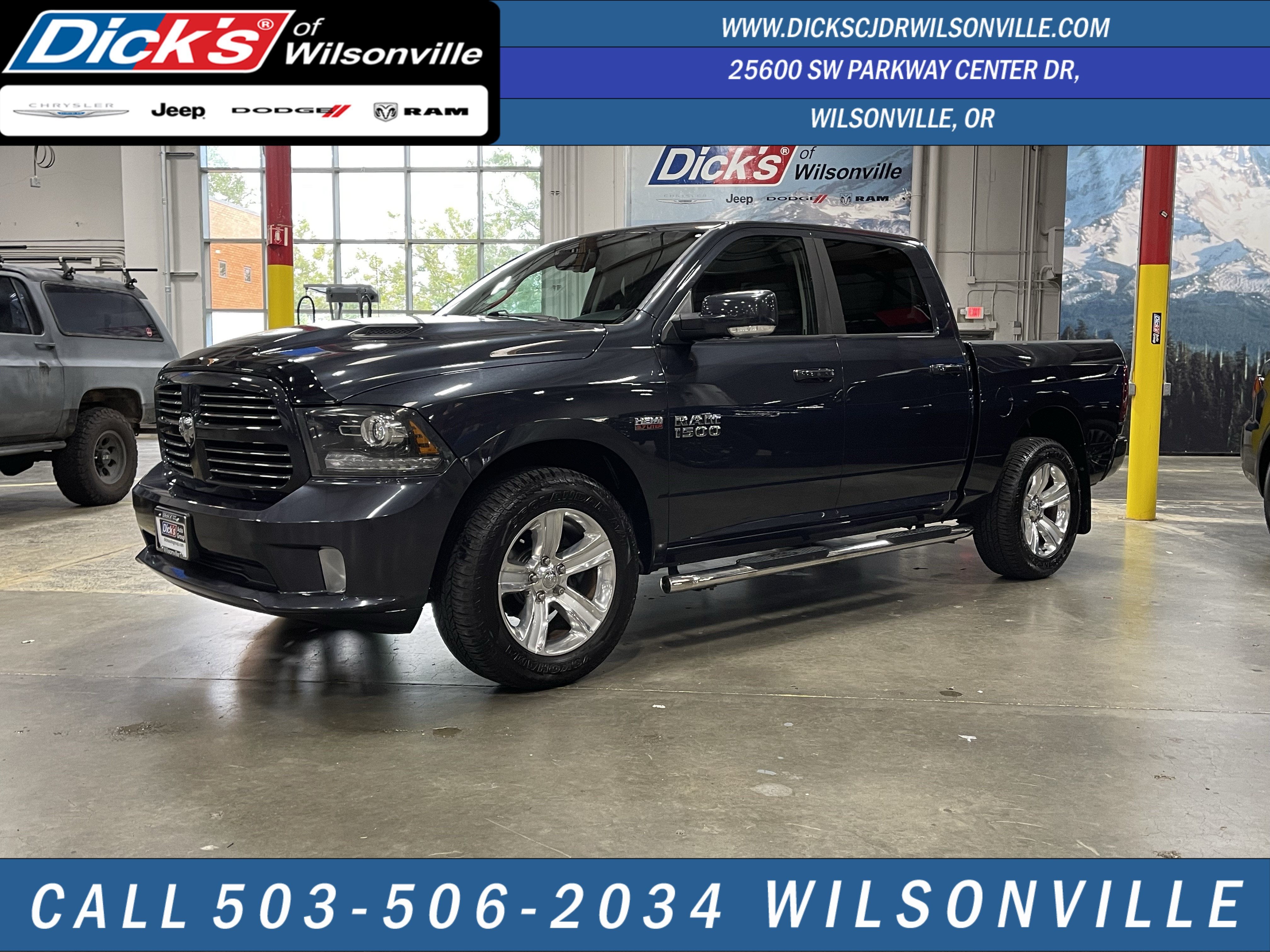 2016 RAM 1500 Sport in Maximum Steel Metallic Clearcoat — front three-quarter view