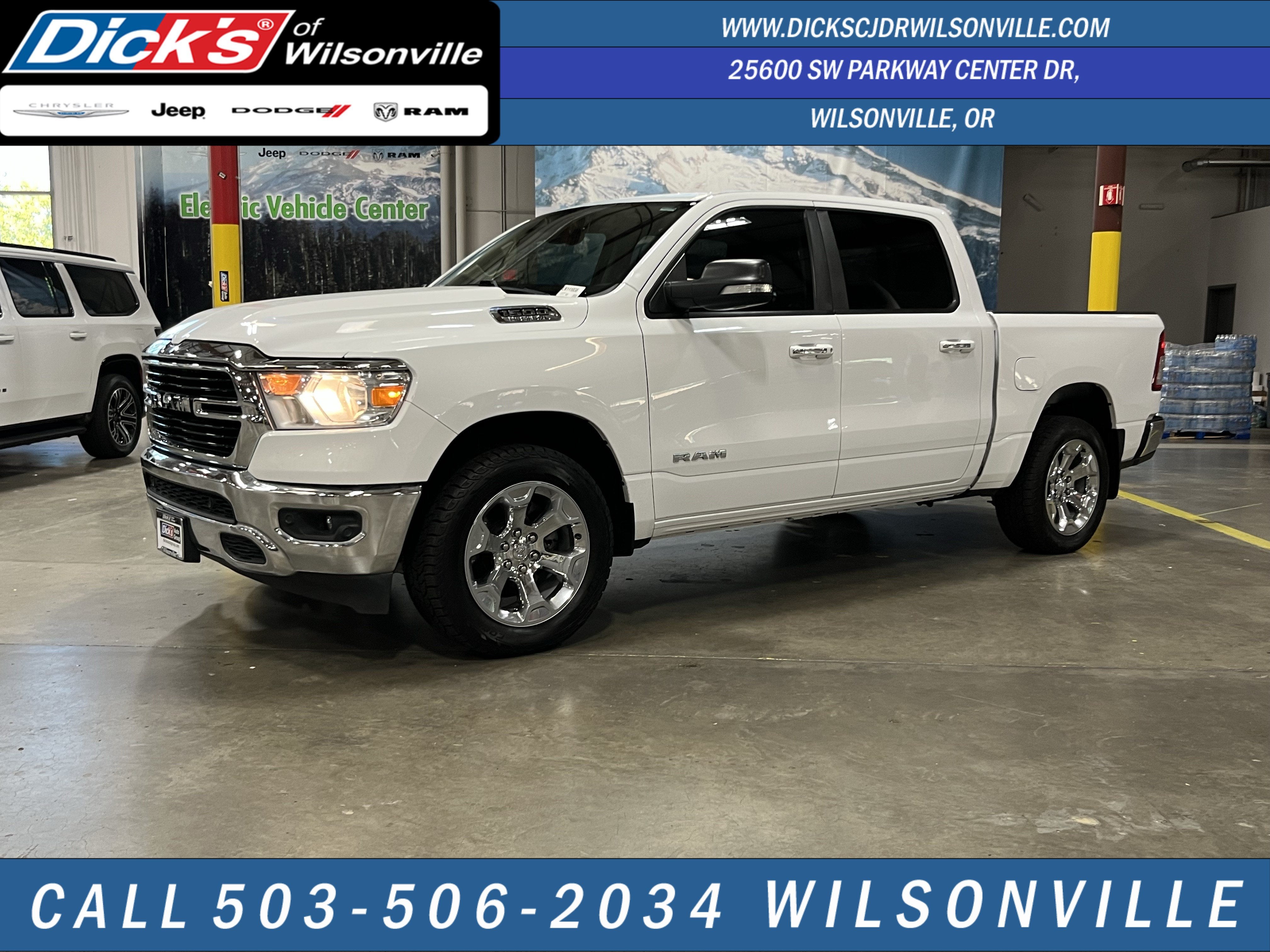 2020 RAM 1500 Big Horn/Lone Star in Bright White Clearcoat — front three-quarter view