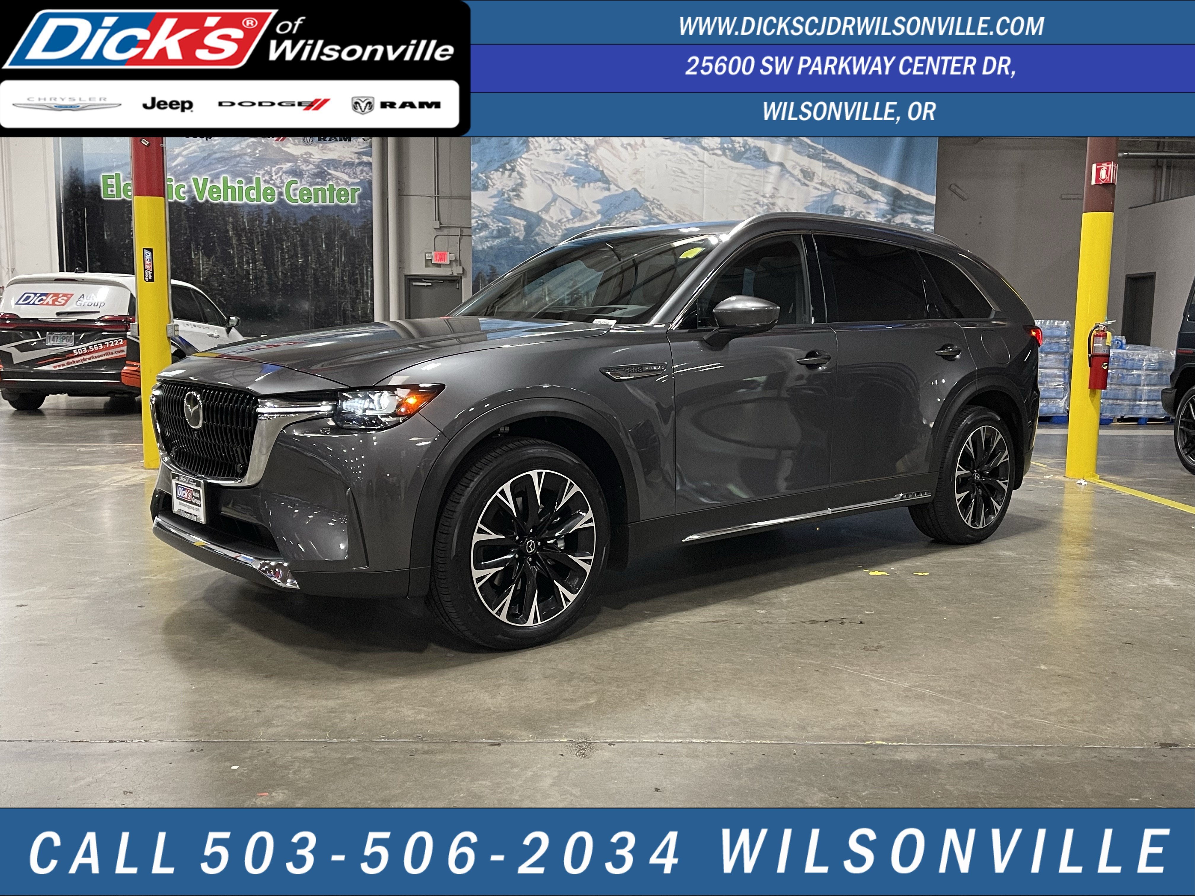 2025 Mazda Mazda CX-90 PHEV Premium Plus in Machine Gray Metallic — front three-quarter view